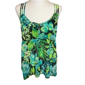 Aeropostale Y2K Babydoll Camisole Womens Large Green Tropical Fairycore Cami